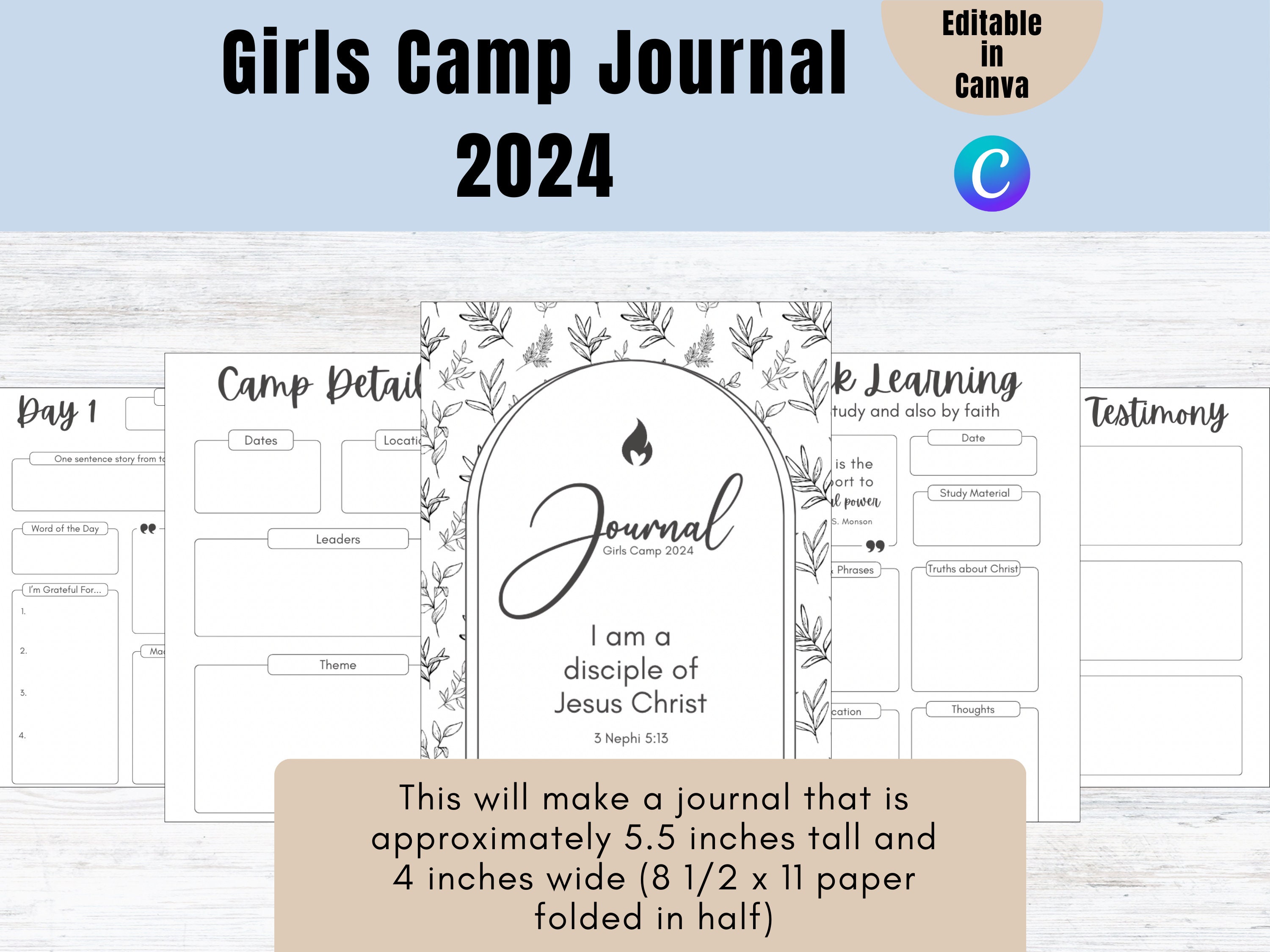 Editable Girls Camp Journal 2024 | LDS Young Women Camp Journal ...