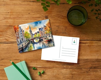 Carte postale de voyage d'Amsterdam (téléchargement numérique | modèle imprimable)