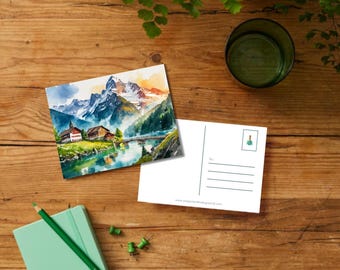 スイス旅行ポストカード（デジタルダウンロード | 印刷可能なテンプレート）