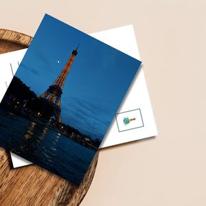 La Torre Eiffel de noche / París, Francia / Postal de fotografía de viajes (Descarga digital / Plantilla imprimible)