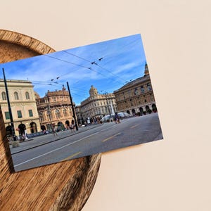 Genoa, Italy | Piazza de Ferrari | Travel Photography Postcard (Digital Download | Printable Template)