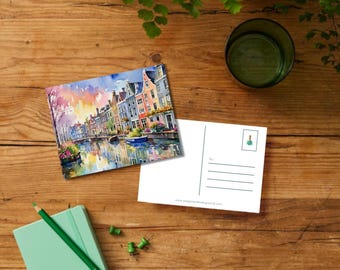 Carte postale de voyage d'Amsterdam (téléchargement numérique | modèle imprimable)
