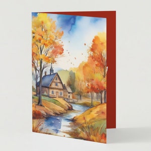 ferme d'automne - Thanksgiving | Carte de voeux pliable et imprimable (téléchargement numérique)