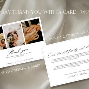 Cartão de agradecimento para casamento, edição de modelo no Canva, download instantâneo,