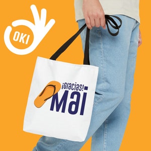 GRACIAS MAI, Regalo Madres, Spaß Original Praktische 2 Side Designed Einkaufstasche (AOP), 5 Farbriemen zur Auswahl, Jeder Anlass, Toda Ocasion
