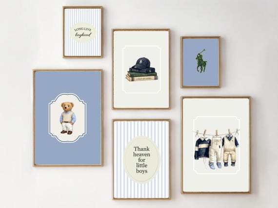 Teddy Bear Wall Art, Boys Nursery, Thank Heaven for Little Boys, Long Live Boyhood Print, Baby Boys Nursery