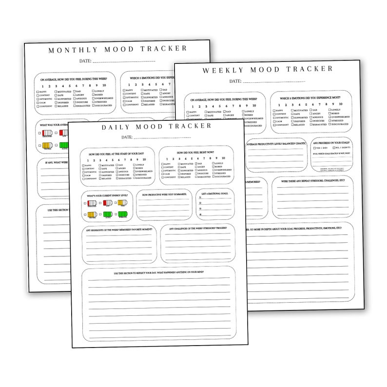 Printable Mood Tracker Activity Sheet | Daily Weekly Monthly Tracker ...