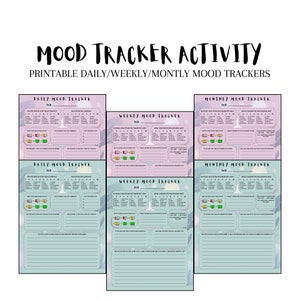 Printable Mood Tracker Activity Sheet | Daily Weekly Monthly Tracker | Digital Download | Two Colors