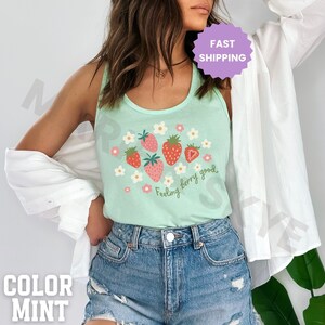 Strawberry Tank Top Tank Strawberry Tank Top Strawberry Top Fruit Tank Top Cottage Core Clothes Feeling Berry Good Tank Top Berry Tank