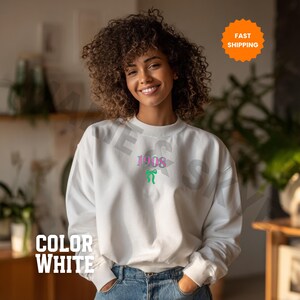White 1908 Alpha Kappa Alpha Crewneck, D9 Gift, Black Owned Shops, AKA, Chucks and Pearls, Sorority Sweatshirt, Sorority Apparel, AKA Gifts
