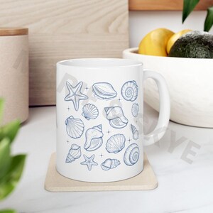 Seashell Mug, Coastal Ocean Coffee Mug, Nautical Gift for Ocean Lovers, Shell Design Drinkware, Ocean Lover Gift, Beach Sea Mug, Ceramic Mug