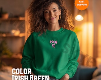 Green 1908 Alpha Kappa Alpha Crewneck, D9 Gift, Black Owned Shops, AKA, Chucks and Pearls, Sorority Sweatshirt, Sorority Apparel, AKA Gifts
