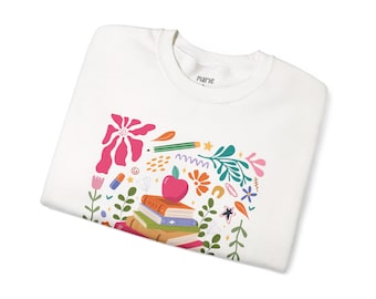 Boho Floral Teacher Sweatshirt,, Back to School, Teacher Appreciation Gift, Teacher Wildflowers, Retro Teacher, Teacher Life Sweatshirt