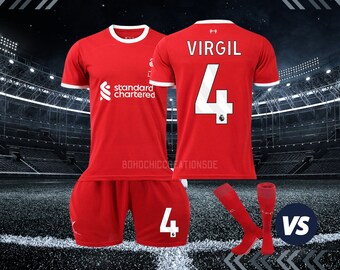 23-24 Maglia da calcio casalinga del Liverpool, Salah, Van Dijk, Nunez, Diaz, McAllister, maglia per bambini, regali per bambini