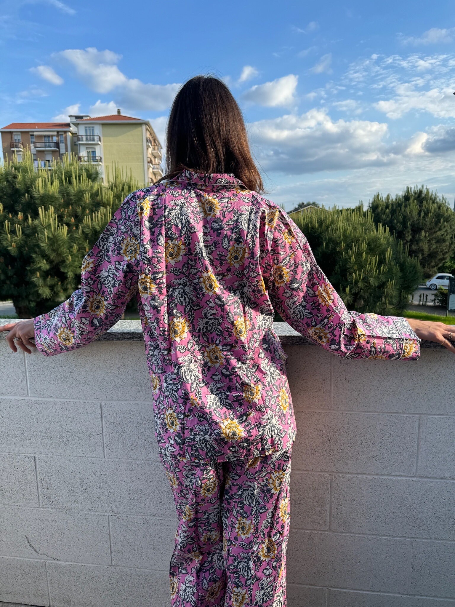 Pure organic cotton pajamas - Pajama Set made in India - Colorful patterned sleepwear set - Women's long pajamas