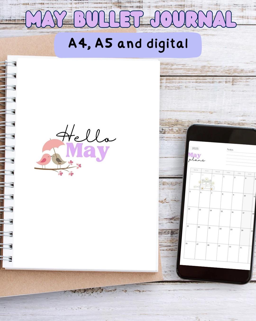 May 2025 Bullet Journal Printable – A4 & A5 PDF Planner Pages - Etsy