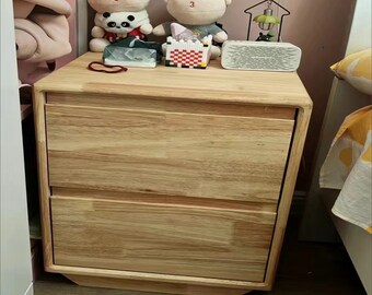 Table de chevet minimaliste moderne en bois massif : meuble de rangement de chambre à coucher sans montage avec structure à tenon et mortaise