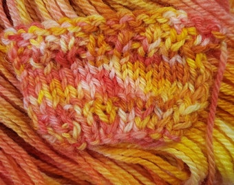 Hand Dyed Wool Yarn- orange and yellow shades