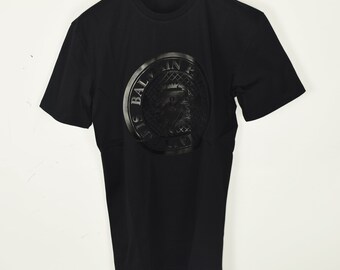 Vintage Balmain Mens Black Cotton T-shirt Size XL