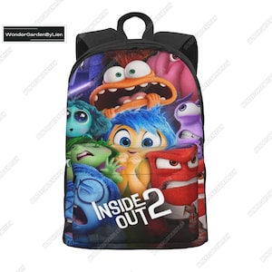 Sac à dos à l'envers 2, cartable à l'envers avec le personnage, sac à lunch à l'envers émotion, cartable dessin animé Disney, sac à dos pour étudiant avec fermeture éclair sur le devant