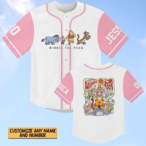 Winnie The Pooh Baseball Jersey, Pooh Und Freunde Jersey für Team, Disney Cartoon Baseball Shirt, Pooh Bär und Co Sommer T-Shirt Für Kinder