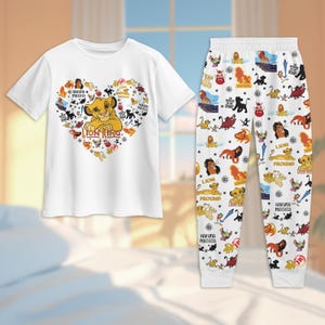 Lion King Christmas T-Shirt Pants Set, Animal Kingdom Pajamas Set, Disney Simba Pj Set, Mufasa Scar Nala Pumbaa Holiday Pajamas
