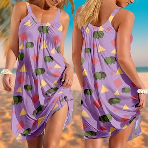 Kpop Demon Hunters Zoey Sling Dress, Zoey Huntrix Cosplay Dress, Turtle Pattern Beach Dress For Her, Demon Hunter Movie Costume Dress