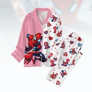 Conjunto de pijama de Spider Man, conjunto de camiseta y pantalón con corazones de Marvel, conjunto de pijama para pareja de San Valentín de Disney, regalo de viaje de San Valentín a Magic Kingdom