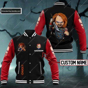 Halloween Chucky Baseball Jacket, Costume Horror Character Jacket Men, Chucky Childs Play Movie Racing Jacket, Spooky Season Movie Shirt