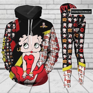 Sweat à capuche Halloween Betty Boop Legging, chemise noire Betty Boop coeur, Legging Boop Oop A Doop, Legging fille noir, cadeau adorable Betty Boop
