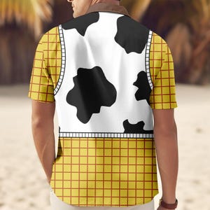 Halloween Woody Costume Shirt, Disney Toy Story Cosplay Button Shirt For Men, Woody Toy Story Short Sleeve Shirt For Women And Men