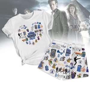 Set pigiama serie TV Doctor Who, set maglietta corta Police Box, pantaloncini estivi Tardis Police Box, regalo per fan Doctor Who, pigiama serie TV