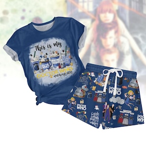 Set pigiama serie TV Doctor Who, set maglietta corta Police Box, pantaloncini estivi Tardis Police Box, regalo per fan Doctor Who, pigiama serie TV