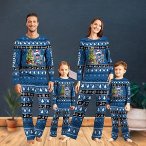 Christmas Stitch Family Pajamas Set, Custom Stitch Santa Hat Pajamas, Lilo And Stitch Pj Set, For Kids Mom Dad, Disney Cartoon Xmas Gif