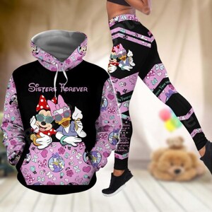 Minnie And Daisy Duck Hoodie, Disney Cartoon Yoga Legging, Magic Kingdom Gift For Her, Sisters Forever Hoodie Pants, Couple Gift Valentine