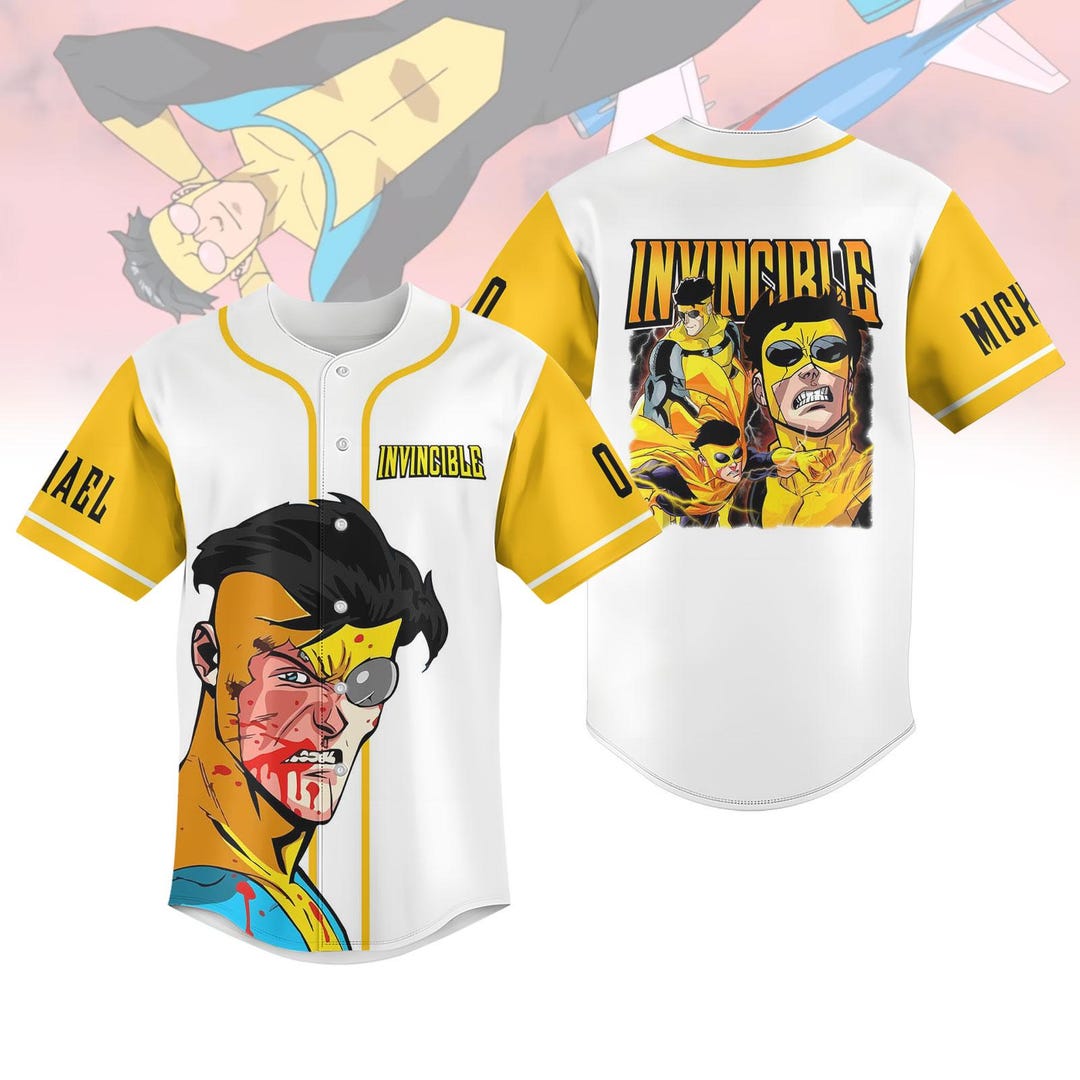 Invincible Baseball Jersey, Invincible Universe Cartoon Jersey ...
