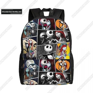 Sac à dos Jack Skellington et Sally, sac à lunch Nightmare Before Christmas, cartable de dessin animé Disney, sac de voyage décontracté pour enfants et adultes
