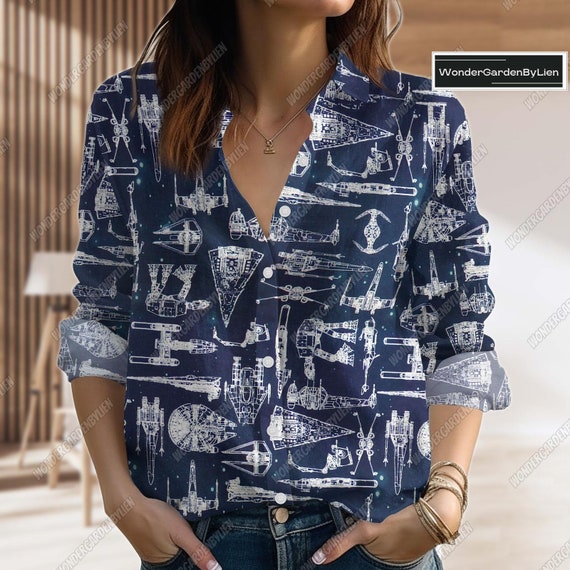Star Wars Casual Shirt, Darth Vader T-shirt, Spaceship Women Blouses, Long  Sleeve Shirt for Women, Galaxys Edge Shirt, Mother Day Gift - Etsy
