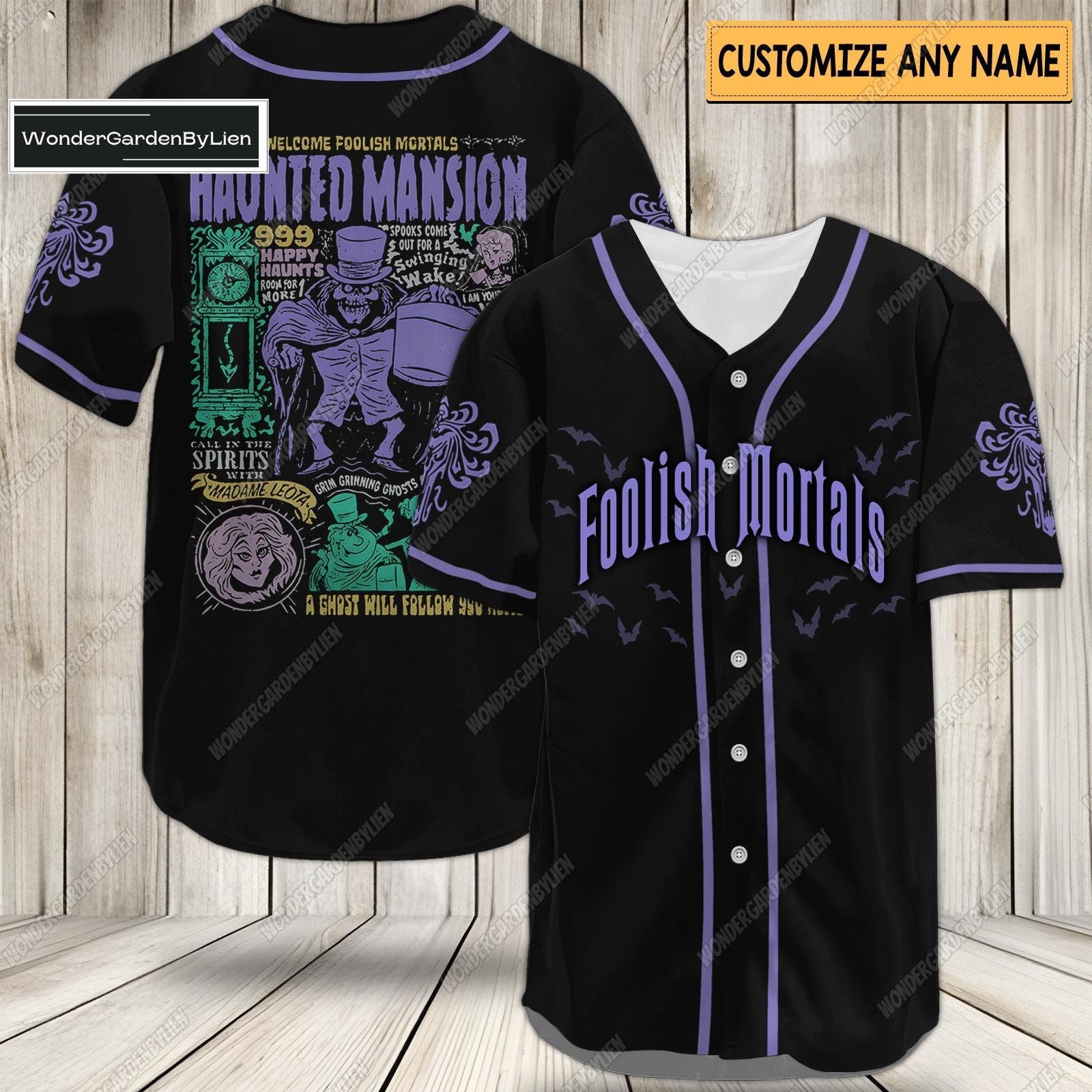 Disney Haunted Mansion Baseball Jersey, Hitchhiking Ghosts Shirt, Foolish Sterbliche Baseball Shirt, Gruseliges Film T-Shirt