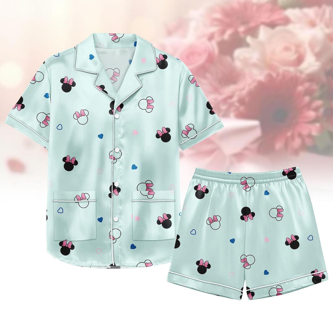 Babyhug Half Sleeves Top & Shorts Nightwear Set Minnie Mouse & Text Print - Blue
