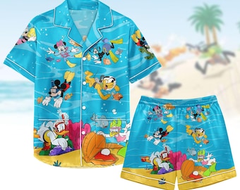 Disney Mickey Minnie Short Satin Pajamas, Women's Summer Cartoon Pajamas, Funny Cartoon Soft Short Sleeve, Matching Family Disney Pajam