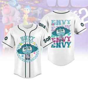 Inside Out Envy honkbaltrui, gepersonaliseerde Disney Emotions jersey, Envy Cartoon Pixar T-shirt, Disneyland familie bijpassende honkbalshirt