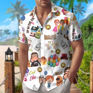 Carl And Ellie Button Shirt, His Carl Her Hawaii Shirt, Disney Couple Shorts, Disney Movie Summer Shirt, Disney Honeymoon Gift For Coup