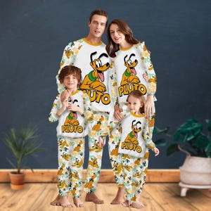 Christmas Pluto Pajama Family, Pluto Dog Cartoon Pj Set For Kids, Disney Movie Sweatshirt Pants Set, Magic Kingdom Gift For Family