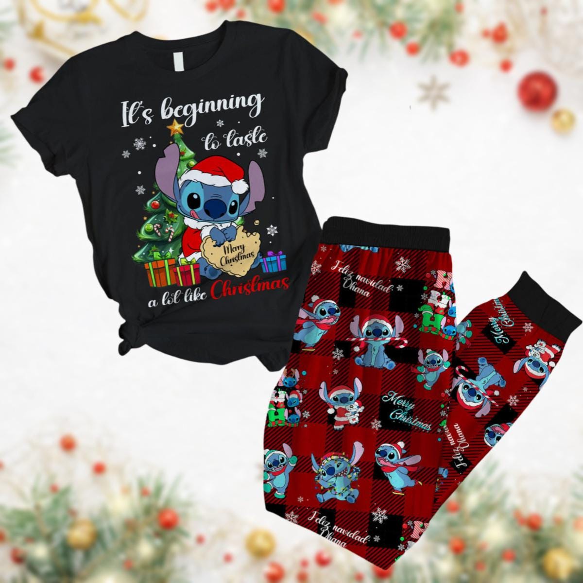Stitch Christmas Plus Size Disney Christmas Pajamas Stitch Pajamas