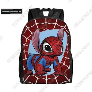 Stitch Backpack, Stitch Spiderman Bag, Disney Cartoon School Bag, Stitch Superhero Lunch Bag, Marvel Captain Stitch Tote Bag Gift