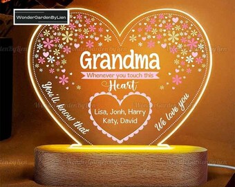 Mother’s Day Led Lights, Personalized Mother’s Day Gift Ideas Night Light, Custom Grandma’s Nickname And Kid Names, Custom Mothers Day Gifts