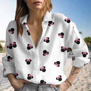 Disney Minnie Mouse Shirt, Mickey Minnie Blouse Shirt, Cartoon Women Blouses Shirt, Magic Kingdom Shirt, Summer Trip Gift For Women