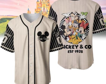 Personalized Mickey Shirt, Disney Mickey & Co 1928 Christmas Baseball Jersey, Mickey And Friends Jersey, Cartoon Jersey For Kids Adult