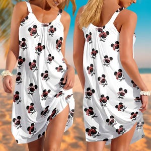 Disney Pirate Sling Summer Dress, Disney Cruise Beach Dress, Mickey Pirate Casual Dress For Women, Disney Cartoon Dress For Women